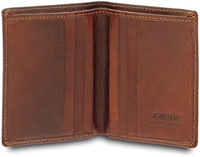 Giudi ® - Tarjetero, Piel Vaca, Cuero Genuino, Cartera Hombre, Tarjetero, Monedero, Fabricado En Italia, Marrón, 7,60 X 10,00 X 2,00 Cm