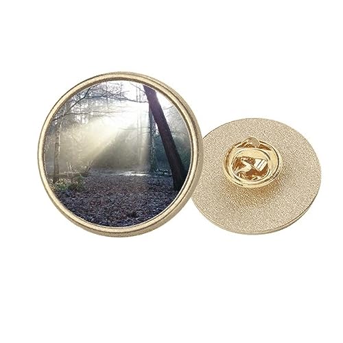 Broche ronde en métal doré au design minimaliste vert foncé M