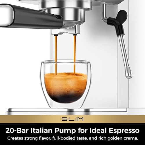 CHULUX Slim Espresso Machine with Milk Frother, 20 Bar Professional Italian Pump Espresso Coffee Machine for Home Cappuccino & Latte Maker, Stainless Steel, Silver - Image 2