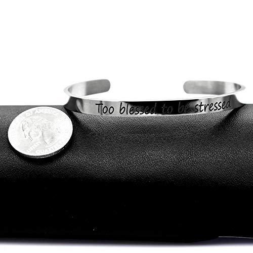 Image of Uloveido Stainless Steel Inspirational Bracelets for Women Engraved Personalized Mantra Initial Motivational Cuff Bangle Y460