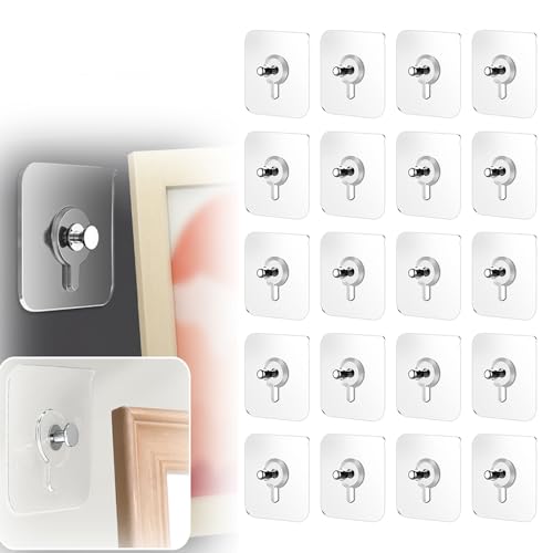 Image of Drill Free Adhesive Hooks,Picture Hangers Without Nails,Adhesive Wall Mount Screw Hooks for Hanging,Nail Free Wall Hangers for Kitchen,Bathroom