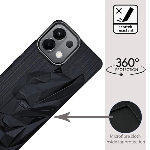 Image of NIUKIN Soft Back Case for Oppo K13 5G | 3D Engraved Design | Shockproof Scratch Proof Cover | Metallic Camera Ring | Black