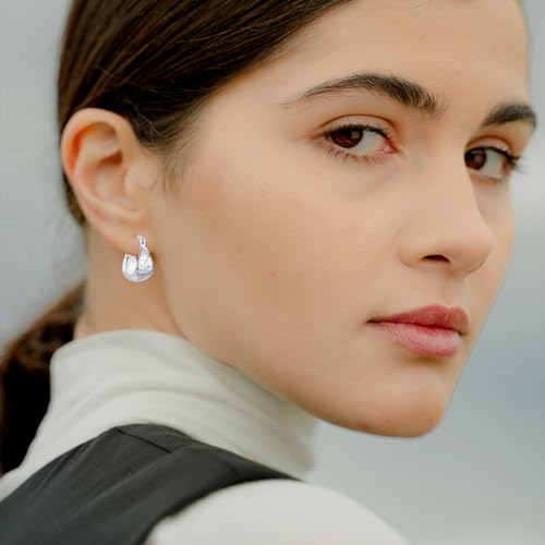 Hapour Sterling Silver Chunky Hoop Earrings for Women Hypoallergenic Thick Lightweight Huggie Earring Everyday Hoop Earrings2