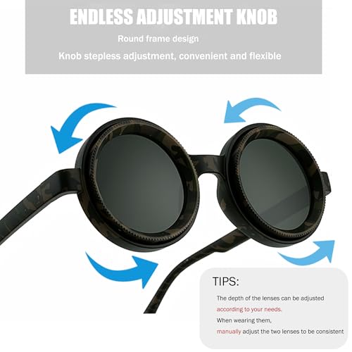Onrtry Adjustable Tint Sunglasses，Steampunk Retro Round Polarized Glasses with ND Filter Lenses4