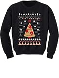 Pizza Ugly Christmas Sweater Xmas Pizza Tree Toddler/Kids Sweatshirt 3T Black