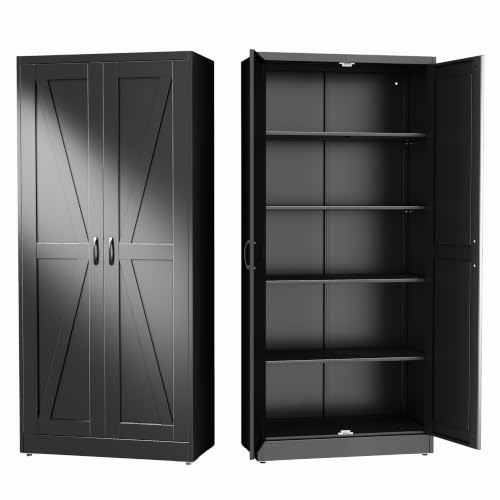 Image of GAIOUS 71 inch Tall Kitchen Pantry Cabinet,Black Cupboard,Metal Storage Cabinet
