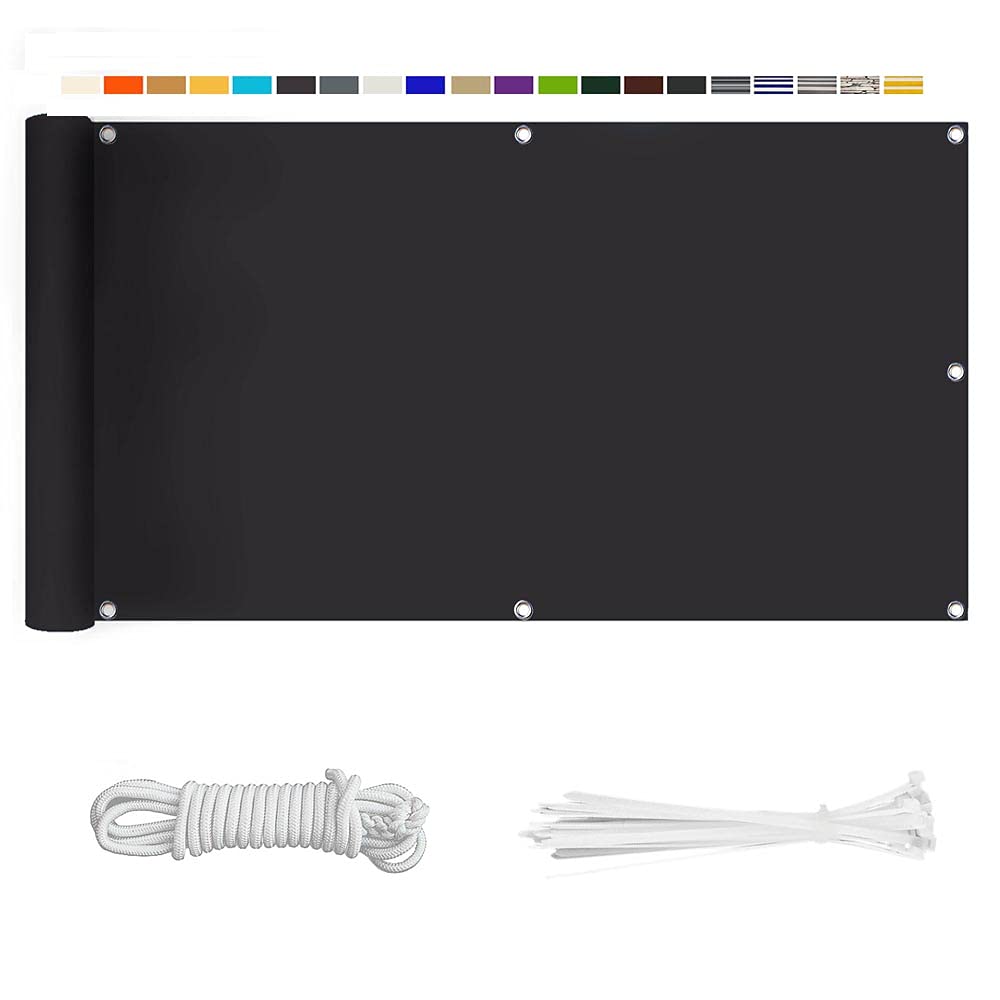HERILIOS HERILIOS Balkon Sichtschutz, Garten Garten Sichtschutz Balkonabdeckung Wasserdicht und UV-Schutz 210 Größen & 21 Farben mit Ösen Kabelbinder und Kordel, 90 x 200 cm Anthrazit - 1