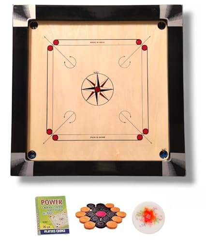 Image of Superior Matte Finish Practice Carrom Board for Serious Professional Practice with Coins Striker and Powder Black New (35 inch Black Carrom A 01)