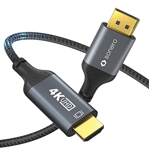 Sonero® 4K DisplayPort 1.2 to HDMI 2.0 Cable, DisplayPort Male to HDMI Male, 4K 60Hz, 2K 120Hz, Cotton Sheath, Grey/Black, 1.00 m - Image 2