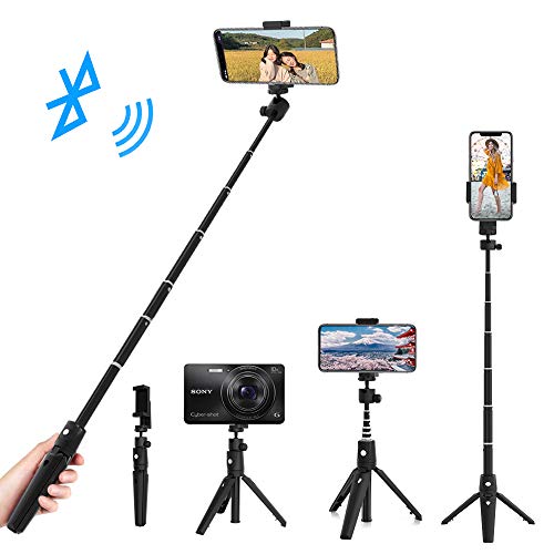 lakukoudou自撮り棒 自撮り棒三脚 スマホ三脚bluetoothリモコンセル力棒 自撮り棒iphone ３６０度回転 カメラ兼用三脚 ７段の伸縮最大1060mm伸びiphone / Android全て対応（ブラック）