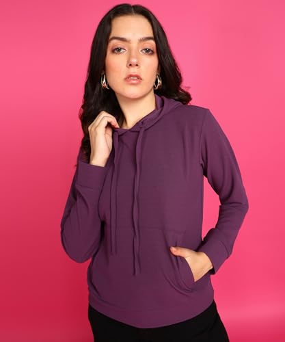 Image of POPWINGS Casual Solid Hooded Pocket Sweatshirt for Women || Women Sweatshirts Casual Wear ||Stylish Western Winter Wear Sweatshirts for Women
