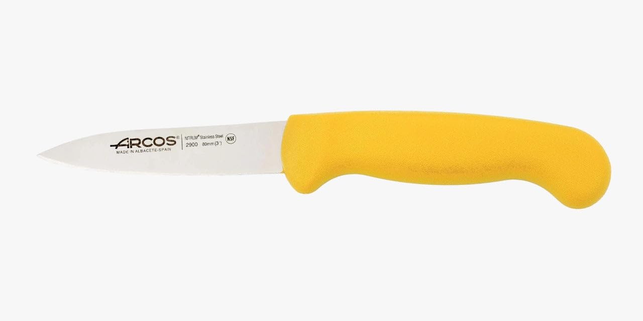 Arcos 290000 seria 2900 - nóż do ostrzenia nitrm 80 mm (3,15 cala) - uchwyt polipropylenowy żółty kolor, stal nierdzewna 18/8