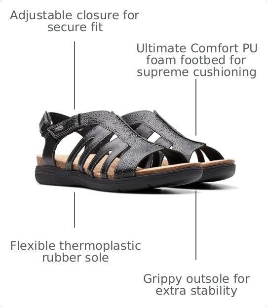 Clarks Collection Women's April Belle Flat Sandal, Black Leather, 6 Medium US - image 3