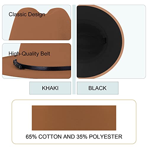 Image of Wide Brim Fedora Hats for Women Men Two Tone Dress Hat Felt Panama Hat in Two Audlt Size