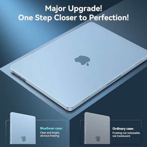 Image of BlueSwan for MacBook Air 13 inch Case M5 2026 2025-2022 M4 M3 M2 A3449 A3240 A3113 A2681, 100% Match Official Color, Scratch Resistant Air 13.6 Hard Shell Protective Laptop Cover, Matte Sky Blue Clear