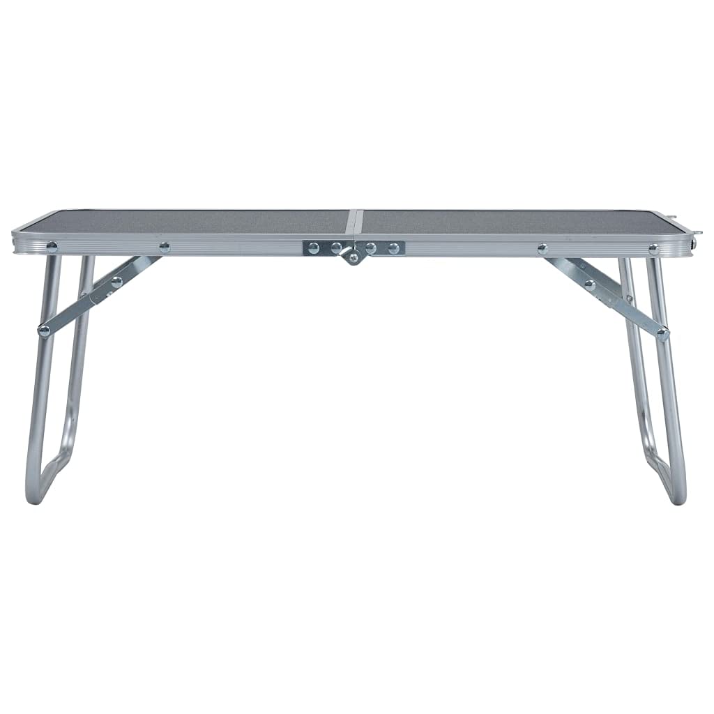 Artykuły sportowe - Rekreacja na świeżym powietrzu - kemping i piesze wycieczki - meble kempingowe składany stół kempingowy szary aluminium 60x40 cm