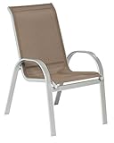 gartenmoebel-einkauf 2X Stapelsessel Amalfi, Aluminium + Kunststoffgewebe taupefarben