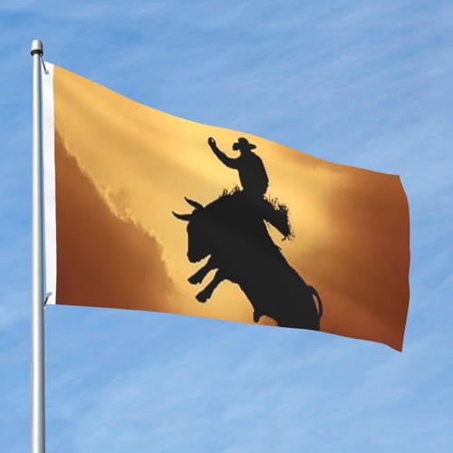 Bandiera 2 x 3 Ft bandiere da esterno a doppia faccia grande banner per vacanze con 2 occhielli in ottone cool toro equitazione bandiera da cortile per tutte le stagioni bandiere da giardino di