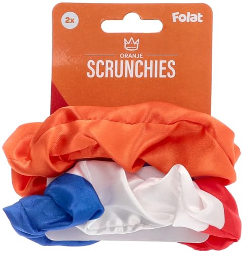 Folat 24279 Dutch Kingsday European Football Championship Hair Scrunchies Orange/Red/White/Blue, Pack of 2, Multicoloured - Image 2