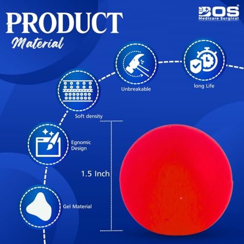 Image of Silicone Hand Exercise Ball - Small Size, Red - Soft Resistance Therapy Ball for Grip Strength, Stress Relief & Finger Exercise - Pack of 1