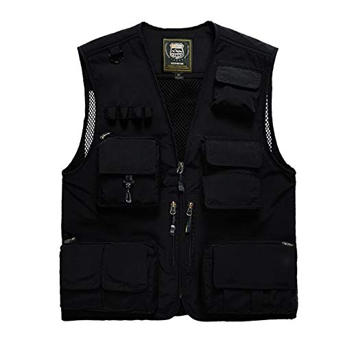 D C.Supernice Chaleco Pesca Multi-Bolsillo Hombre Transpirable Malla para Fotografía de Caza al Aire Chaqueta de Viaje