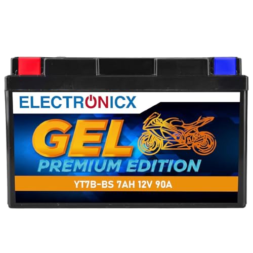 Electronicx, GEL, motoraccu YT7B-BS 12V 7Ah 90A startaccu onderhoudsvrij, verzegeld, compact, lekvrij en schokbestendig. Ideaal voor scooter, quad en motor - Afmetingen: 150×65×93mm