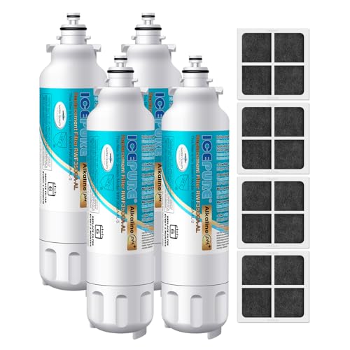 Image of ICEPURE Alkaline ADQ73613401 Refrigerator Water Filter and Air Filter Replacement for LG LT800P, LT800PC, ADQ75795104, ADQ736134, ADQ73613402 Kenmore 9490 LSXS26326S LSXS26366S, Enhances PH, 4Combo