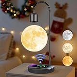 DuliCube Floating Moon Lamp with 3 Color LED Lights, Magnetic Levitating Moon Ball & Wireless Phone Charger Elegant Home Office Decor Ideal Unique Gift with Cool Mesmerizing Night Display