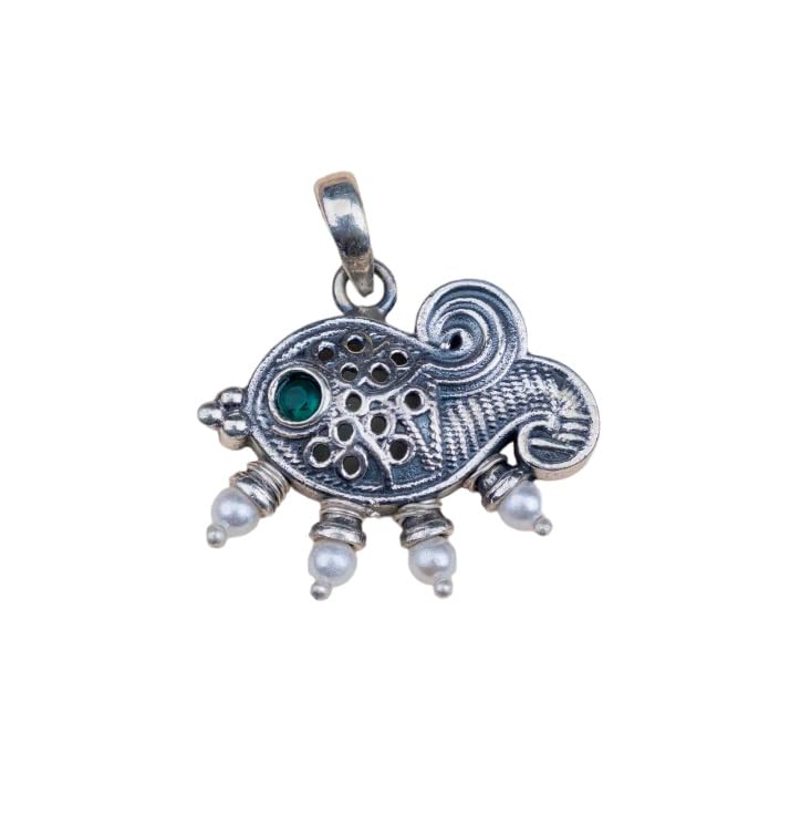 925 Sterling Silver Adya Matsaya Intricate Pendant, Well Stamped with 92.5, Statement Piece, Handcrafted Oxidized Indian Silver Pendant, Women Accessories-image-3