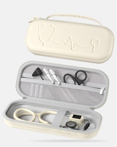 Image of ProCase Stethoscope Case for 3M Littmann Classic III & Cardiology IV -Beige | Hard Protective Carrying Bag Fits MDF, ADC, Omron Stethoscopes, Medical Storage Organizer for Nurses & Nursing Students