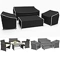 Gasadar Outdoor Furniture Cover Waterproof, 4 Piece Patio Furniture Covers for Patio Loveseat, Chair and Coffee Table, Heavy Duty 600D, Black