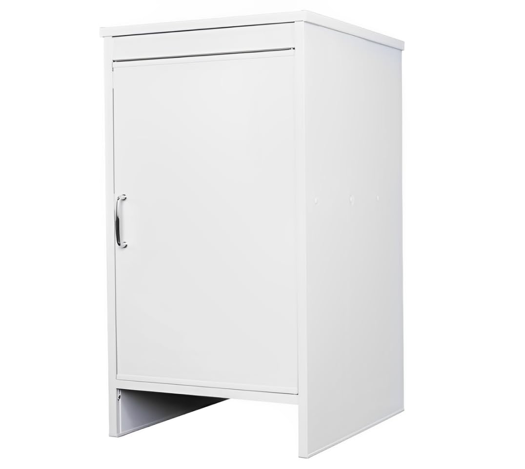 NEGRARI, Mobile Base in Resina PVC, Resistente all'umidità, Ripiano d'appoggio interno, Adatto per interni ed esterni, L45 x P50 x H85 cm, bianco