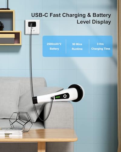 Image of Electric Spin Scrubber, Leebein Cordless Cleaning Brush with 8 Replaceable Brush Heads, Tub and Floor Tile 360 Power Scrubber Dual Speed with Adjustable & Detachable Handle for Bathroom Kitchen Car