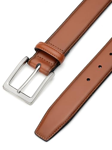 Image of MILORDE Men's Genuine Leather Dress Belt, Handmade, 100% Cow Leather, Fashion & Classic Designs for Work Business and Casual