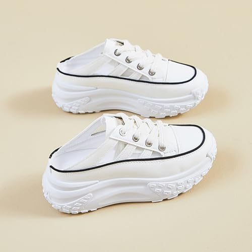 Platform Sneakers for Women Slip-On Mules Soft Sole Breathable Fashion Casual Backless Shoes 5