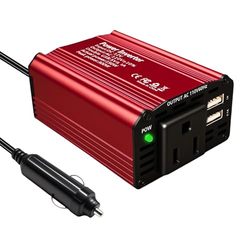 Image of SZSSTH 150W Car Power Inverter 12V DC to 110V AC,Car Plug Adapter Outlet 1 AC Dual USB 3.1A, Power Inverters for Vehicles with Cigarette Lighter Plug Car Charger Adapter,Car Inverter for Trip,Camping