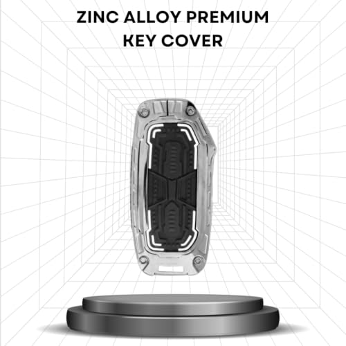 Image of KEYCEPT Metal Armor Key Cover Compatible for Kia Seltos 2024 2023 Facelift HTX | Sonet Facelift | Carens X Line 4 Button Smart Key with Keychain .
