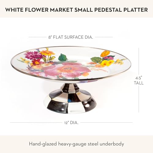 Image of MACKENZIE-CHILDS Pedestal Platter, Small, White Flower Market