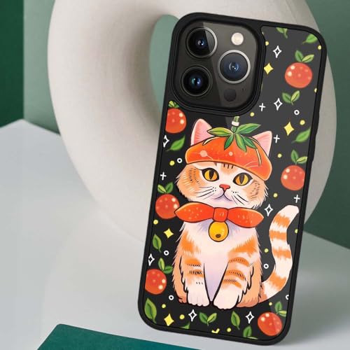 Coque iPhone 15 Pro chat orange CARLOCA en noir transparent 6,1" - 3
