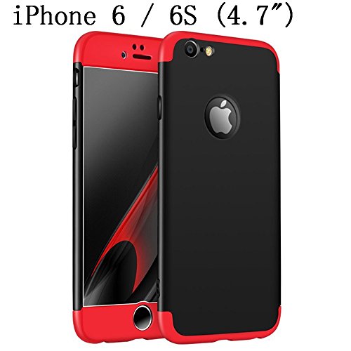 iPhone 6s Case, iPhone 6 4.7" Case, Heyqie 360 Degree Full Protection 3 in 1 Ultra Slim Anti-Scratch Shockproof Smoothly Protective Hard PC Cover Case For Apple iPhone 6 6s 4.7", Red&Black