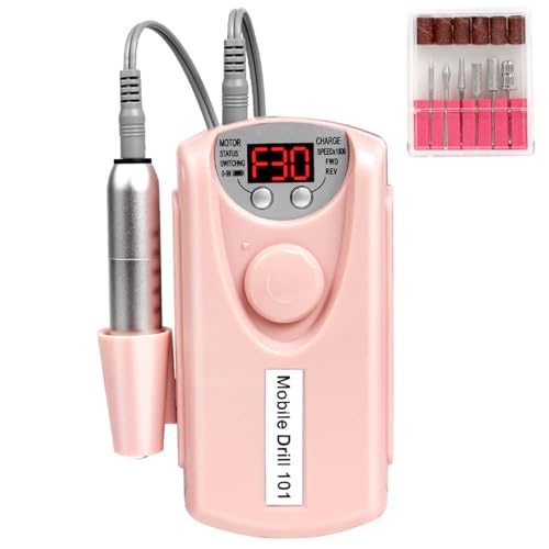 Kit perceuse à ongles électrique 30000 tr/min rechargeable avec 6 embouts pour manucure acrylique