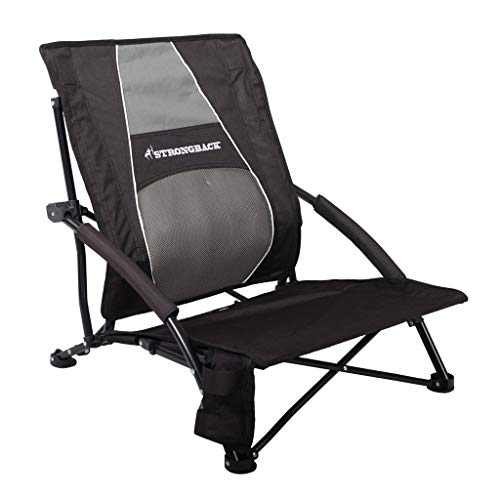 STRONGBACK Low Gravity Beach Chair Heavy Duty Portable Camping and Lounge Travel Outdoor Seat with Built-in Lumbar Support