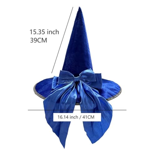 Halloween Pointed Witch Hat Gothic Ruffled Lace Trim Wide Brim Wizard Cap - image 3