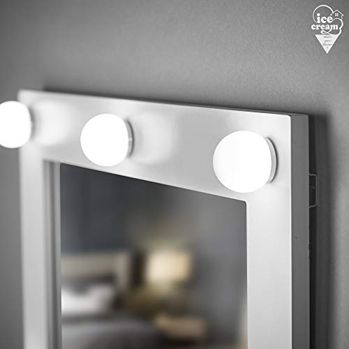 IceCreamLiving Wall Mounted/Desktop Hollywood Vanity Mirror with LED Lights For Makeup Bedroom (LEM016 LED PLUG White)