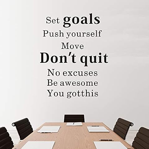 Wall Stickers, Gym Wall Stickers, (Easy to Install), Wall Decals Quotes Motivational Playroom Nursery Inspirational Boys Positive Fitness Sports Poster Home Art Decor Vinyl, Set Goals Push 21"X26.2" Cover