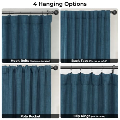 Image of HPD Half Price Drapes - Faux Linen Curtains for Living Room (1 Panel) - 50W X 84L - Textured Room Darkening Curtains for Bedroom 84 Inches Long - Drapes for Home Decor, Story Blue