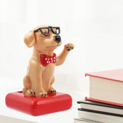 Tnfeeon Adorable Décoration de Voiture à énergie Solaire Agitant Un Chien, Figurine de Chien écologique et Amusante avec Bras Oscillant, Décoration Mignonne pour la Maison et Le Bureau pour Les