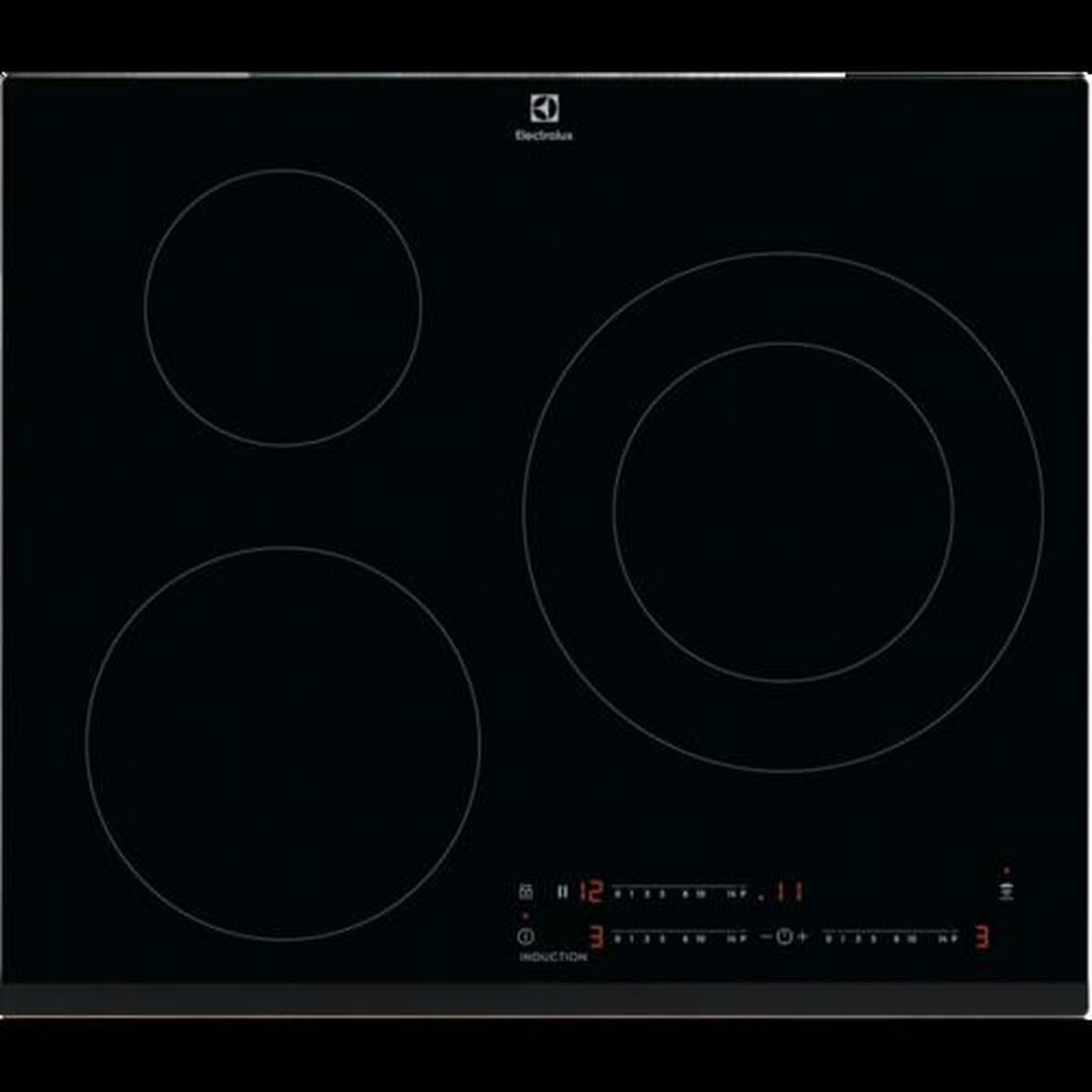Electrolux EIT60342 Plaque à induction, série 300, 60 cm, 3 zones de cuisson, système Hob2Hood, fonction pause, 3 niveaux d'intensité, fonction PowerBoost, chauffage rapide, minuteur