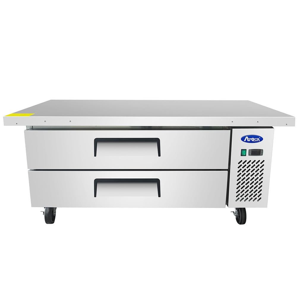 Atosa MGF8452GR 60" 2-Drawer Refrigerator Chef Base Heavy-Duty Worktop for Restaurant Hotel Cafeteria| 8.4 Cu. Ft. Capacity, 706 lbs Holding Weight | Stainless Steel, 115V |Includes: Gastronorm Pans