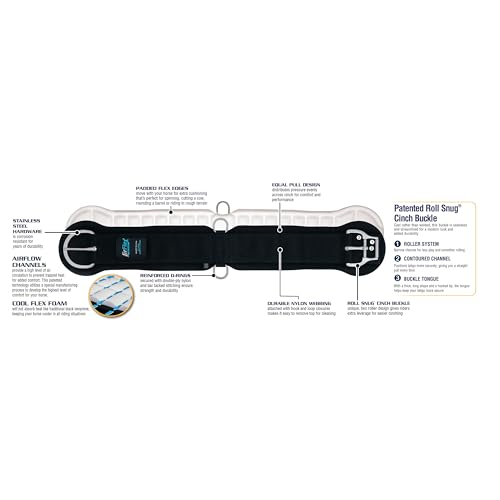 Weaver Equine Airflex ‎Roper Horse Cinch, Anti-Slip Nylon Webbing Saddle Cinch Girth with Flat Buckle, Western Horse Riding Supplies, ‎Black - Thumbnail 4